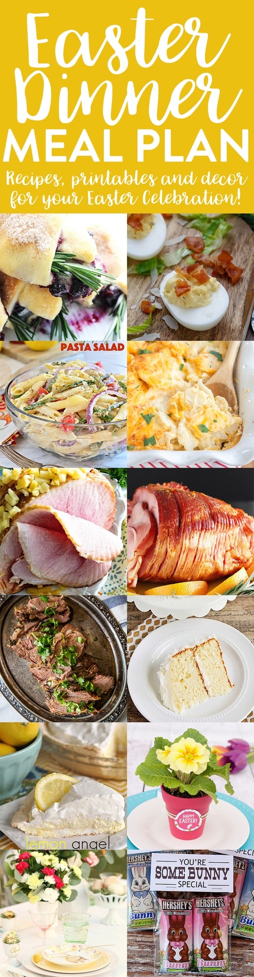 Easter Dinner Meal Plan - a full menu of recipes for Easter dinner, plus some gorgeous Easter table setting ideas and Easter printables!