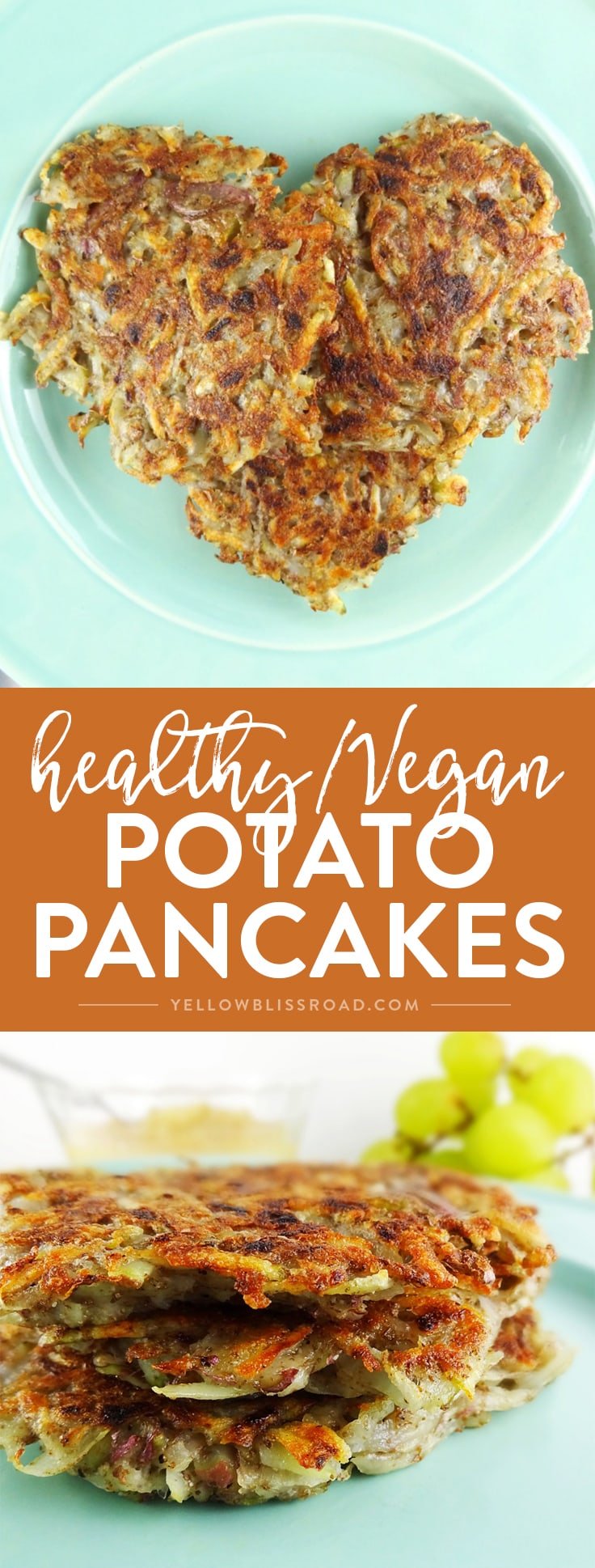 Vegan Potato Pancakes -Traditional Polish Latkes are given a healthy makeover into these Vegan Potato Pancakes.