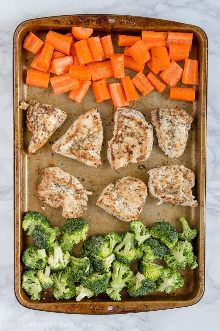 Italian Chicken and Vegetables Sheet Pan Dinner - an easy one pan meal, with chicken and veggies that are tender and juicy & full of flavor.