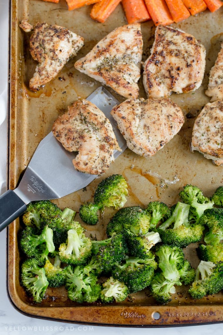 Italian Chicken and Vegetables Sheet Pan Dinner - an easy one pan meal, with chicken and veggies that are tender and juicy & full of flavor.