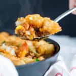 Spoonful of tater tot pie.