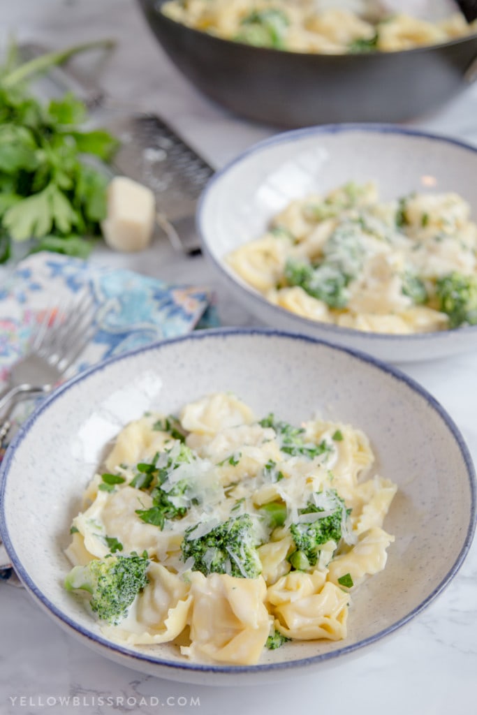 15 Minute Broccoli Tortellini Alfredo Yellow Bliss Road