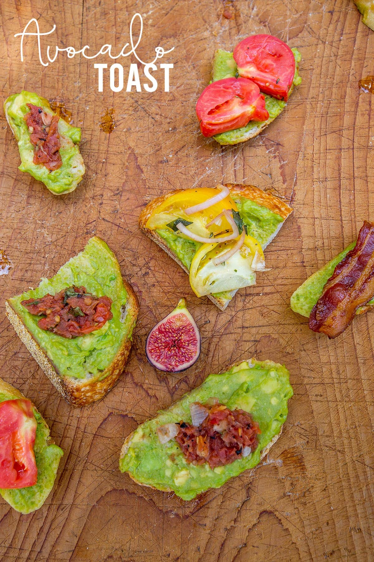 A bunch of Avocado toast on a table