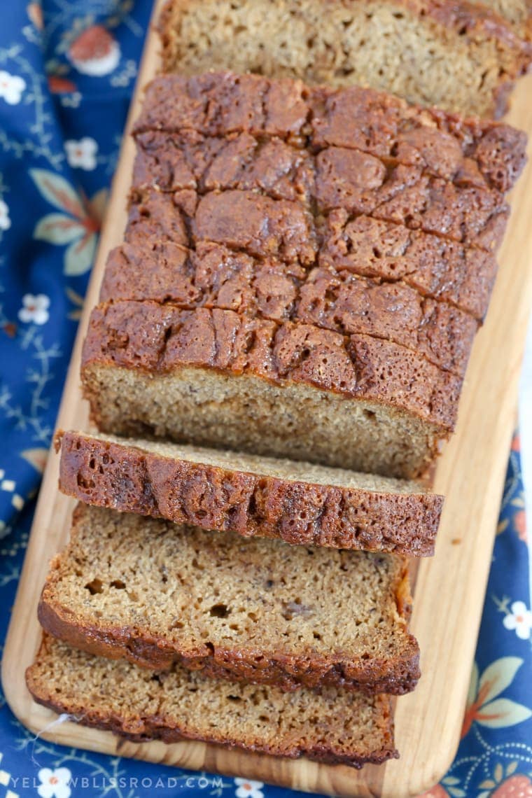 A close up of banana bread