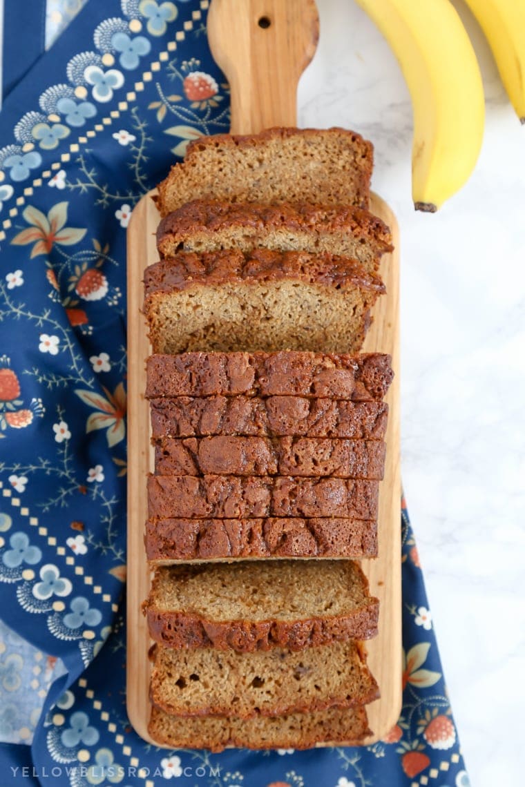 A close up of banana bread