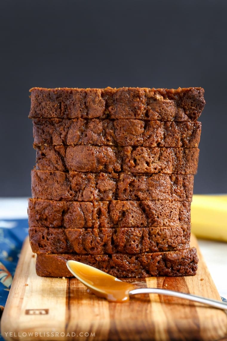 A close up of banana bread