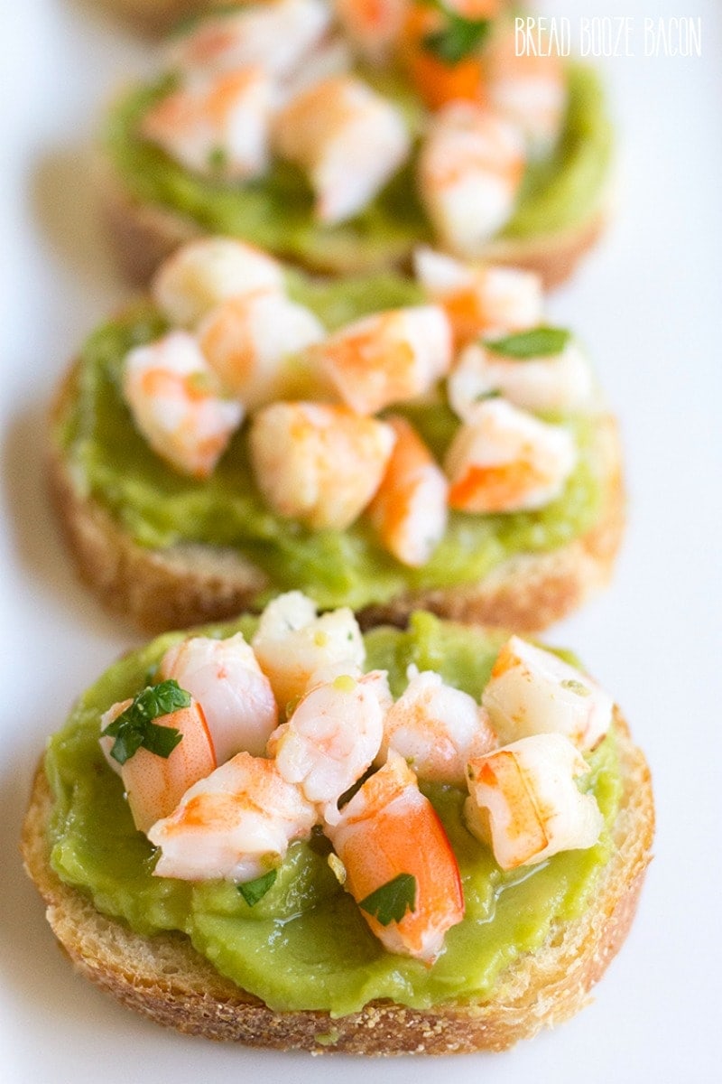 Guacamole Shrimp Bruschetta is an easy, 10-minute appetizer that's full of flavor and perfect for parties and Cinco de Mayo!