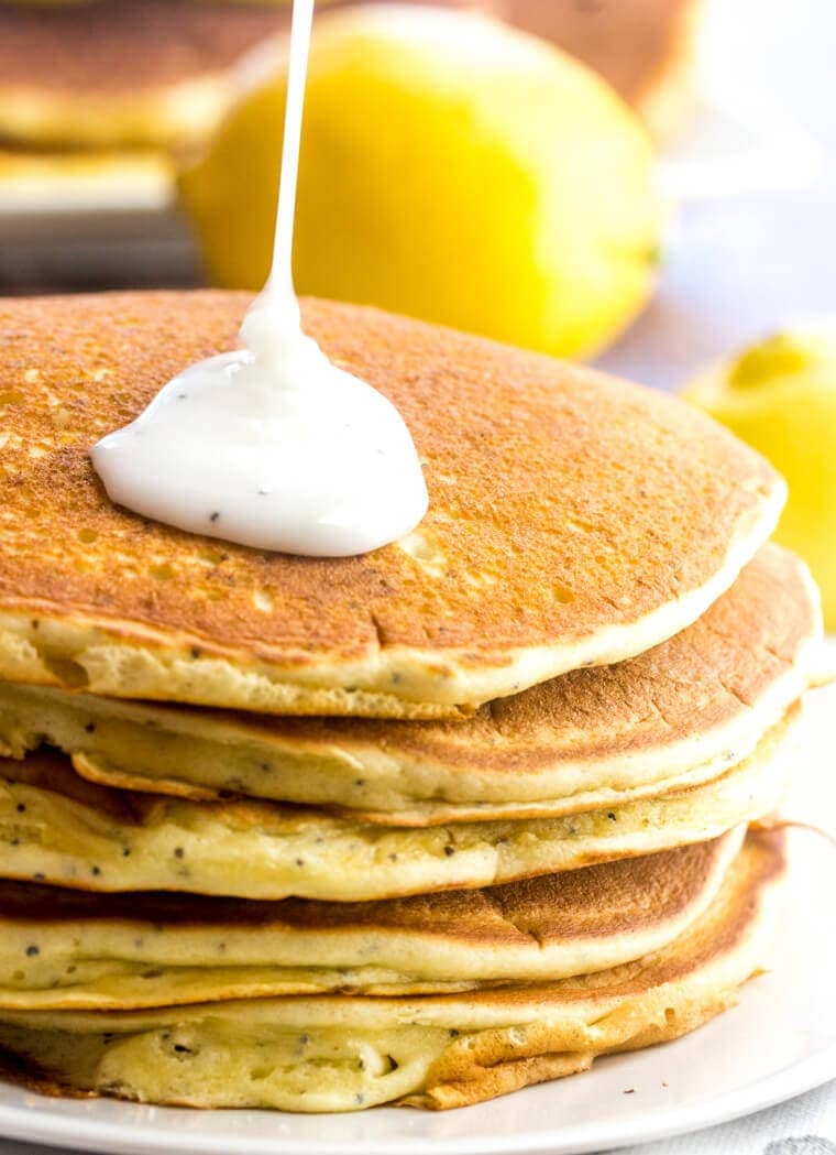 Lemon Poppyseed Pancakes with a burst of citrus flavor are perfect for Spring breakfast or brunch!