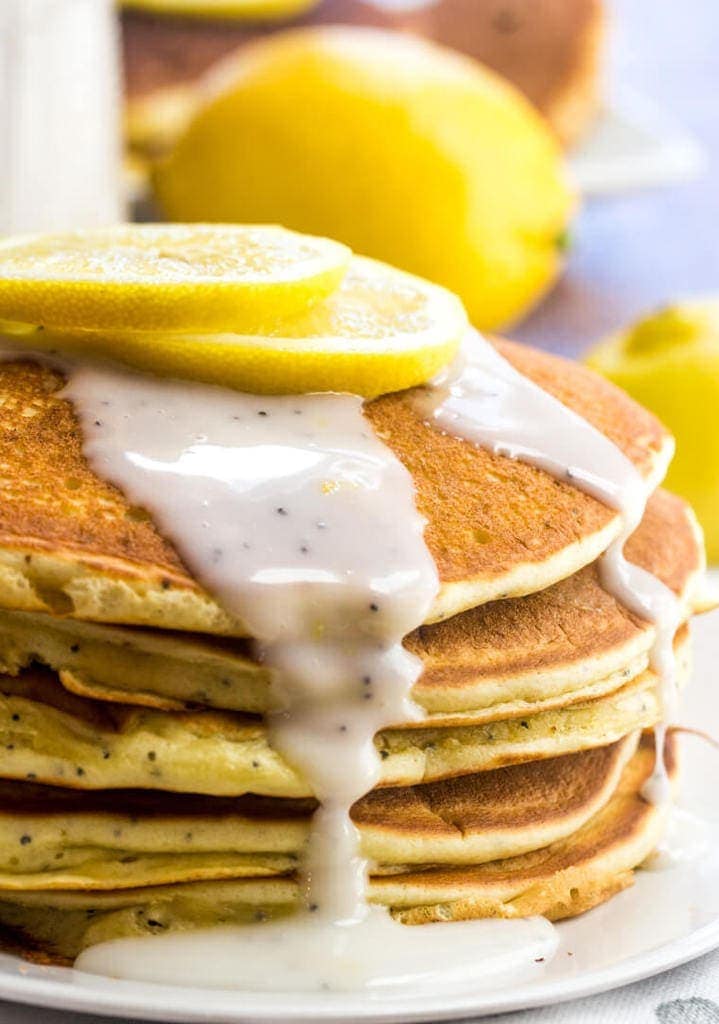 Lemon Poppyseed Pancakes with a burst of citrus flavor are perfect for Spring breakfast or brunch!