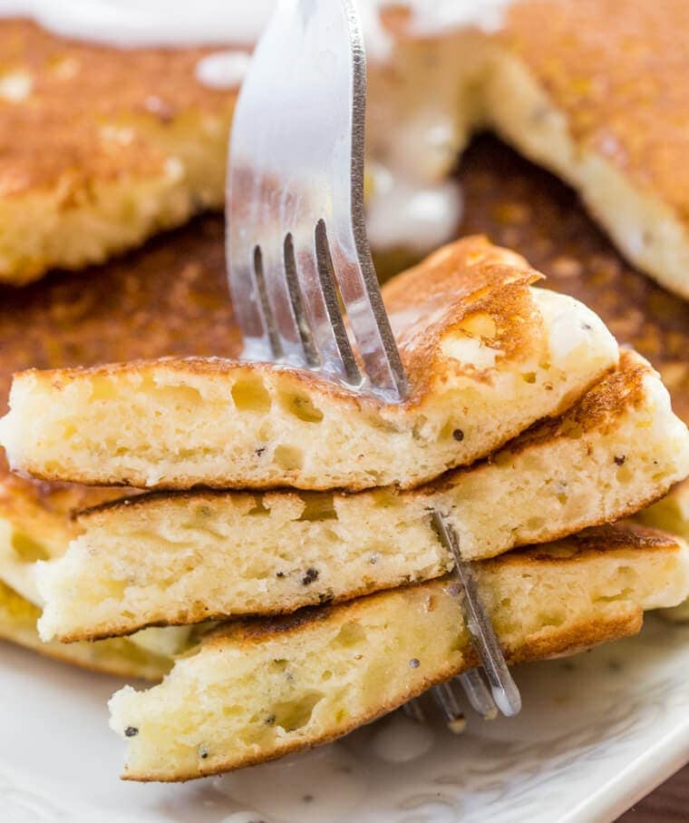 Lemon Poppyseed Pancakes with a burst of citrus flavor are perfect for Spring breakfast or brunch!