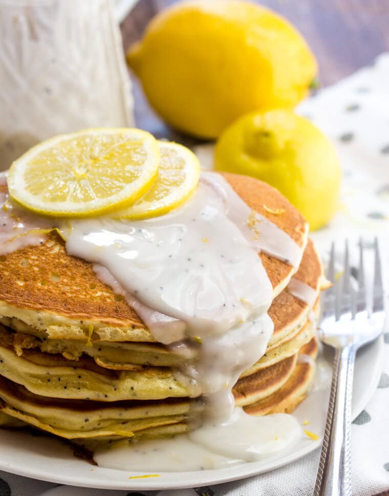 Lemon Poppyseed Pancakes with a burst of citrus flavor are perfect for Spring breakfast or brunch!