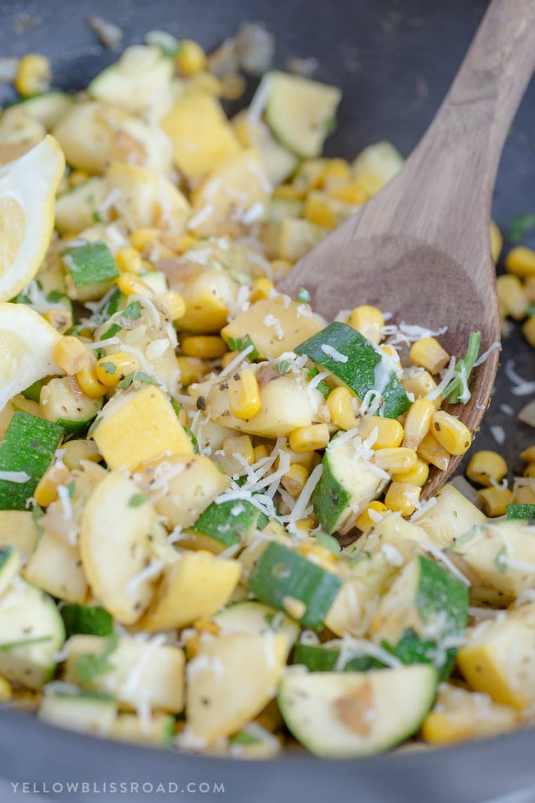 A bowl of zucchini and corn