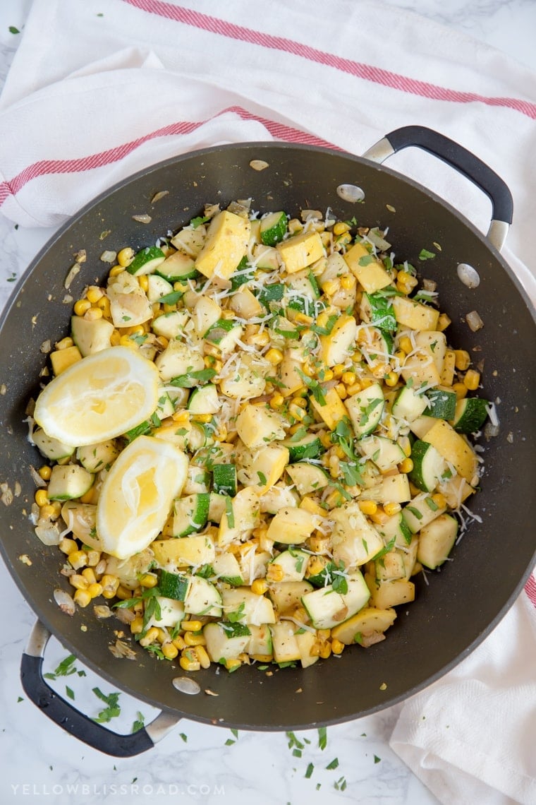 Parmesan Zucchini and Corn - a quick and easy vegetable side dish that is perfect for busy weeknights.