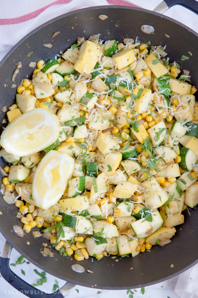 Parmesan Zucchini and Corn - a quick and easy vegetable side dish that is perfect for busy weeknights.