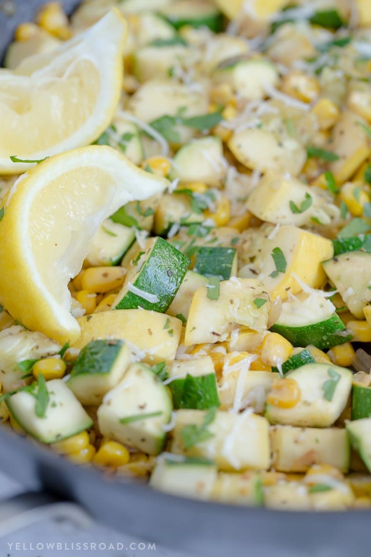 Parmesan Zucchini and Corn - a quick and easy vegetable side dish that is perfect for busy weeknights.