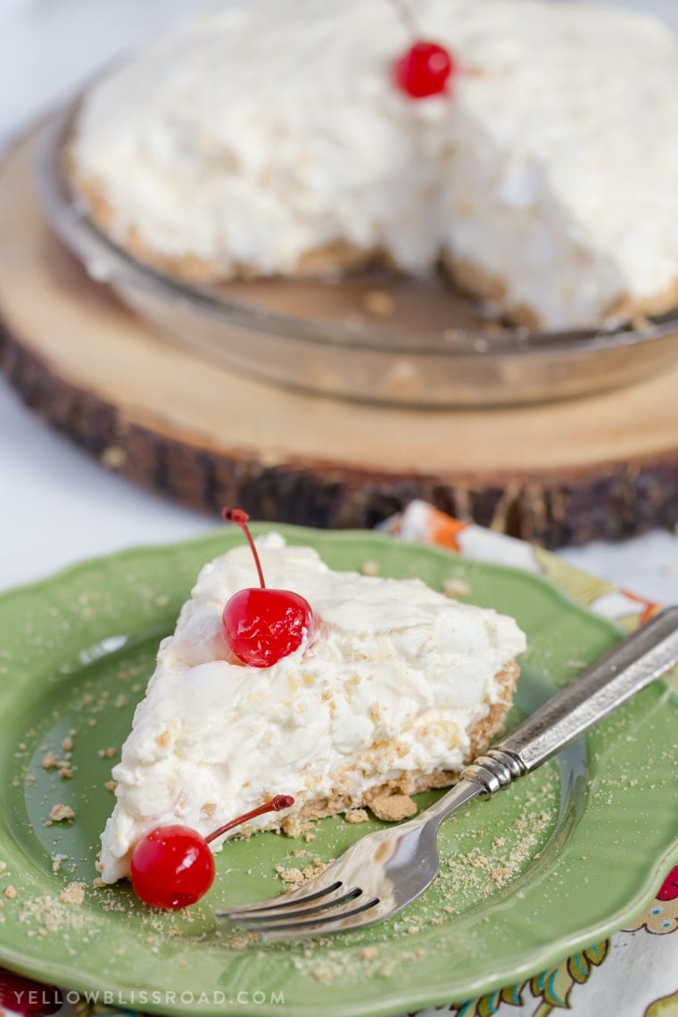 Close up of slice of pineapple pie