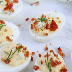Ranch, Bacon and Blue Cheese Deviled Eggs