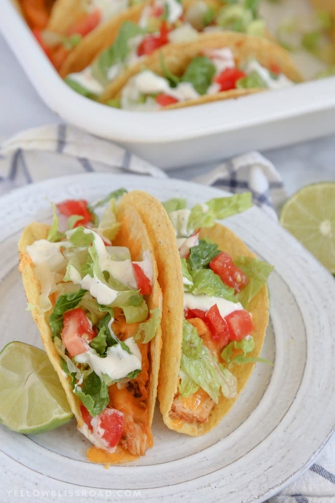 These Slow Cooker Ranch Chicken Tacos are super delicious and a perfect way to switch up Taco Tuesday dinners. Minimal prep and tons of flavor!
