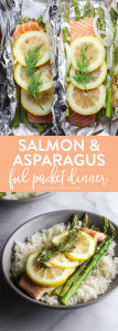 Baked Salmon & Asparagus Foil Packet Dinner with Lemon & Dill