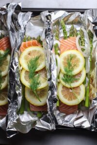 These Salmon and Asparagus Foil Packets are an easy and healthy meal perfect for weeknights!