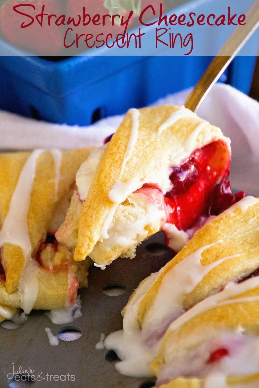 A close up of Strawberry Cheesecake Bread