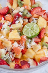 A close up of fruit salad