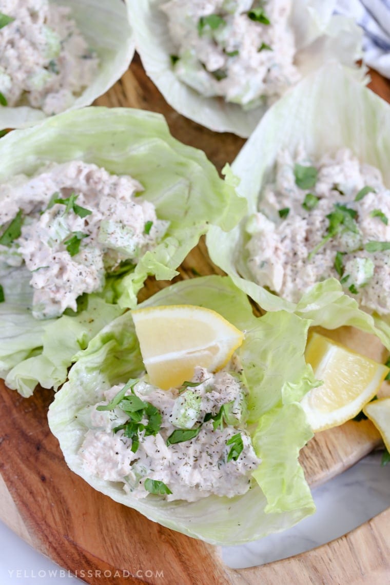 Tuna Salad Lettuce Wraps with Lemon, Dill and Black Pepper Mayo are a quick, healthy and light lunch or dinner option any day of the week.