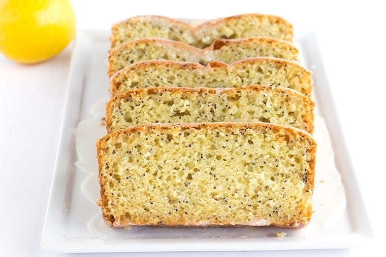 Lemon Poppy Seed Bread topped with a Lemon Glaze - A sweet quick bread that's perfect for brunch