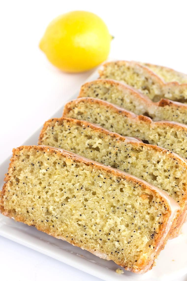 Lemon Poppy Seed Bread topped with a Lemon Glaze - A sweet quick bread that's perfect for brunch