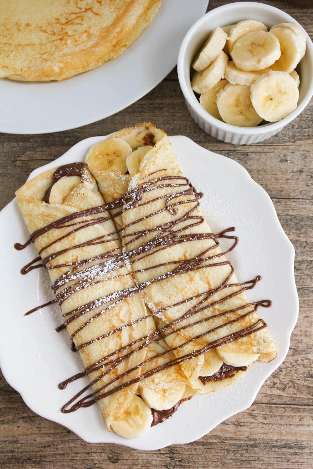 A plate of Banana Nutella crepes