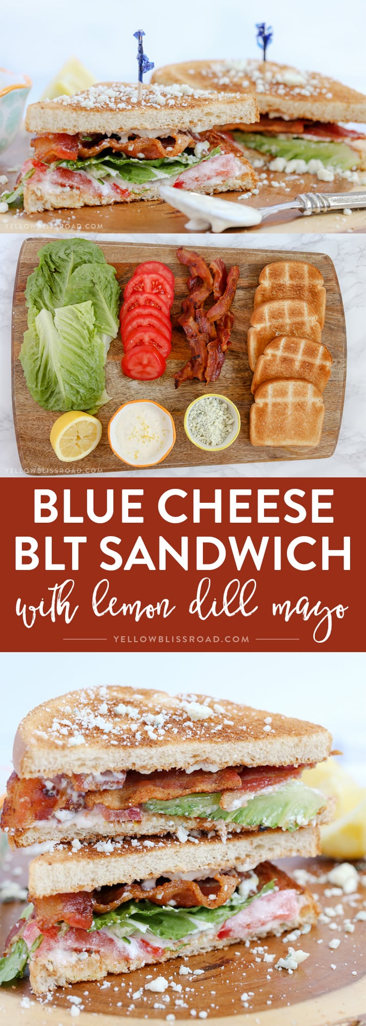This Blue Cheese BLT Sandwich with Lemon Dill Mayo is your favorite, classic sandwich enhanced with sophisticated flavors, making this a sandwich you'll want to take your time with.