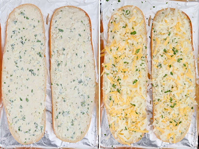 Cheesy garlic bread - homemade garlic bread before baking.