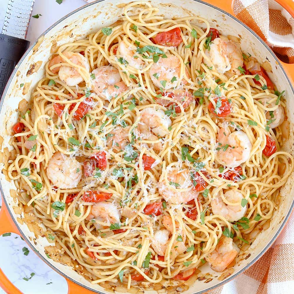 Garlic Tomato & Shrimp Pasta | Easy Weeknight Meal