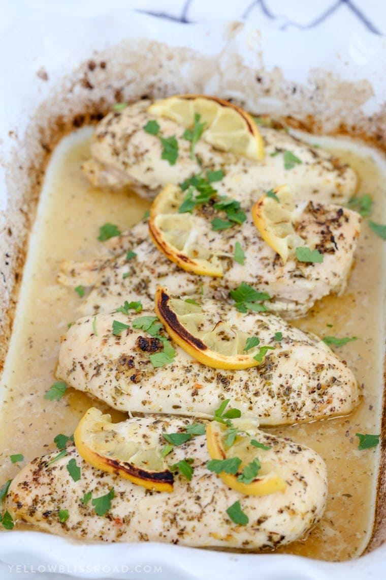Baked Lemon Chicken is sure to be a new weeknight dinner staple. The most tender and juicy chicken ever, and so easy and full of flavor!