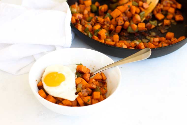 This Sweet Potato and Bacon Hash is an easy and savory breakfast or brunch that the whole family will love!