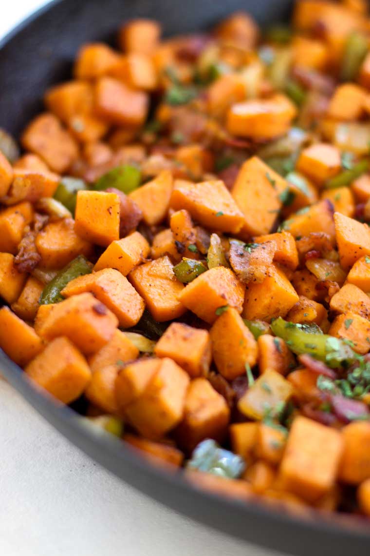 This Sweet Potato and Bacon Hash is an easy and savory breakfast or brunch that the whole family will love!