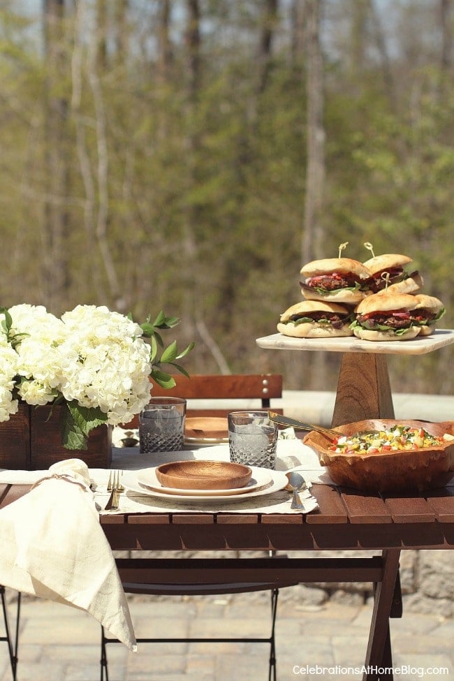 Food on an outdoor table