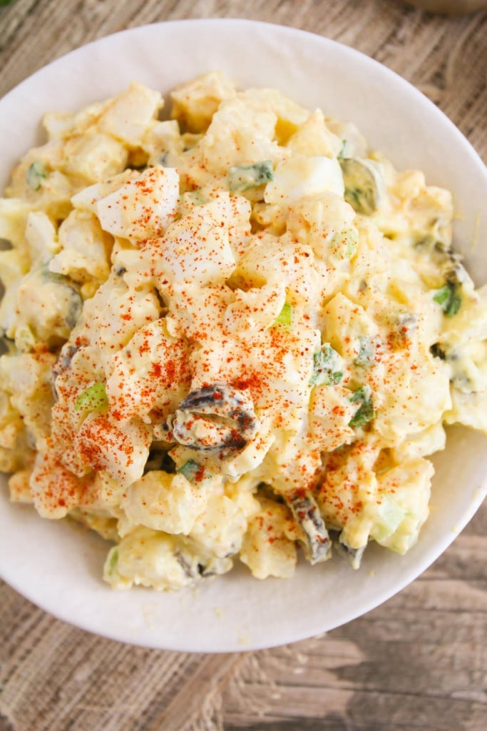 A plate of potato salad