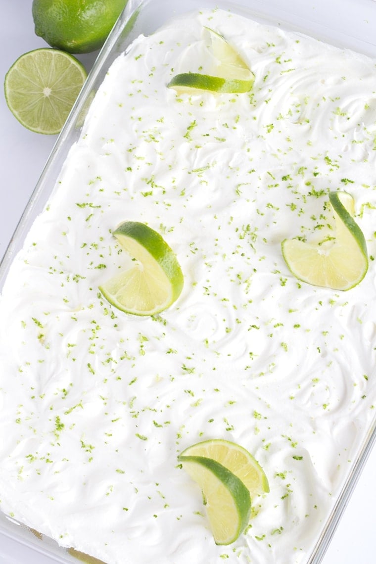 This lemon lime poke cake is packed full of flavor and a super simple dessert to make.