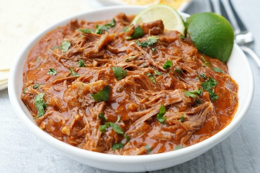 Instant Pot Spicy Shredded Mexican Beef is the perfect smoky chipotle base for enchiladas or beef tacos, especially on Cinco de Mayo!