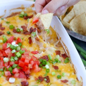 Cheesy Bacon Ranch Bean Dip in a dish