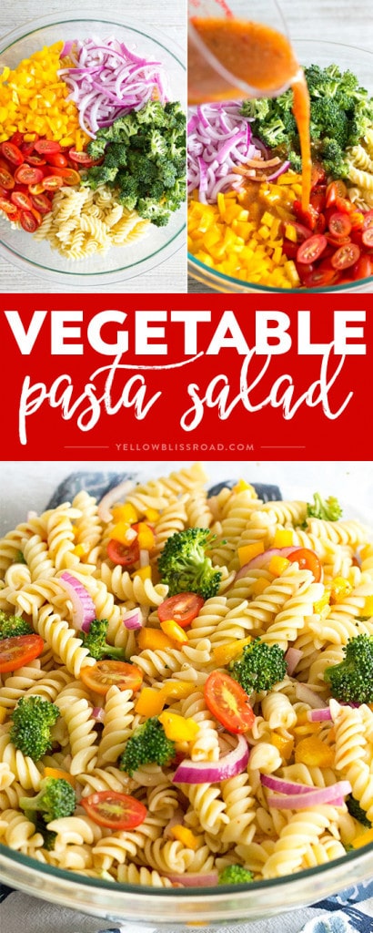 Easy Vegetable Pasta Salad with Italian Dressing | YellowBlissRoad.com