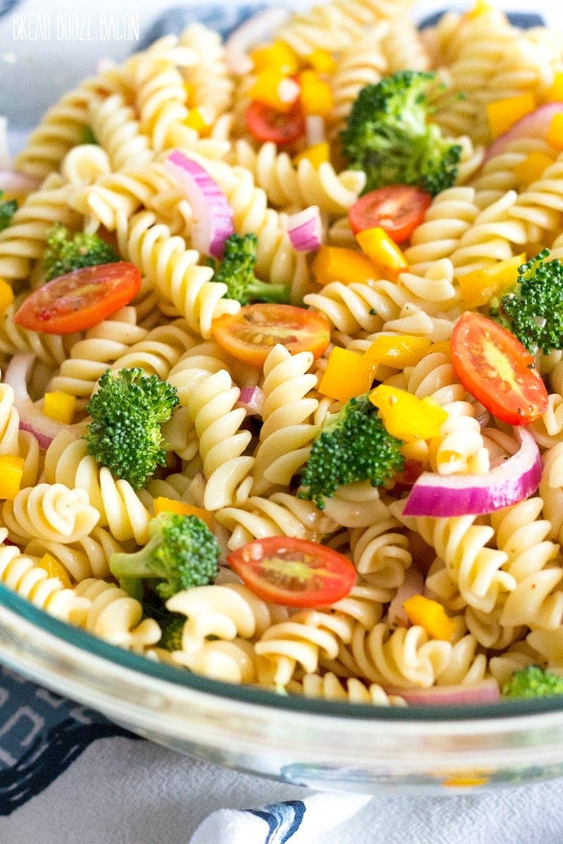 Easy Vegetable Pasta Salad with Italian Dressing | YellowBlissRoad.com