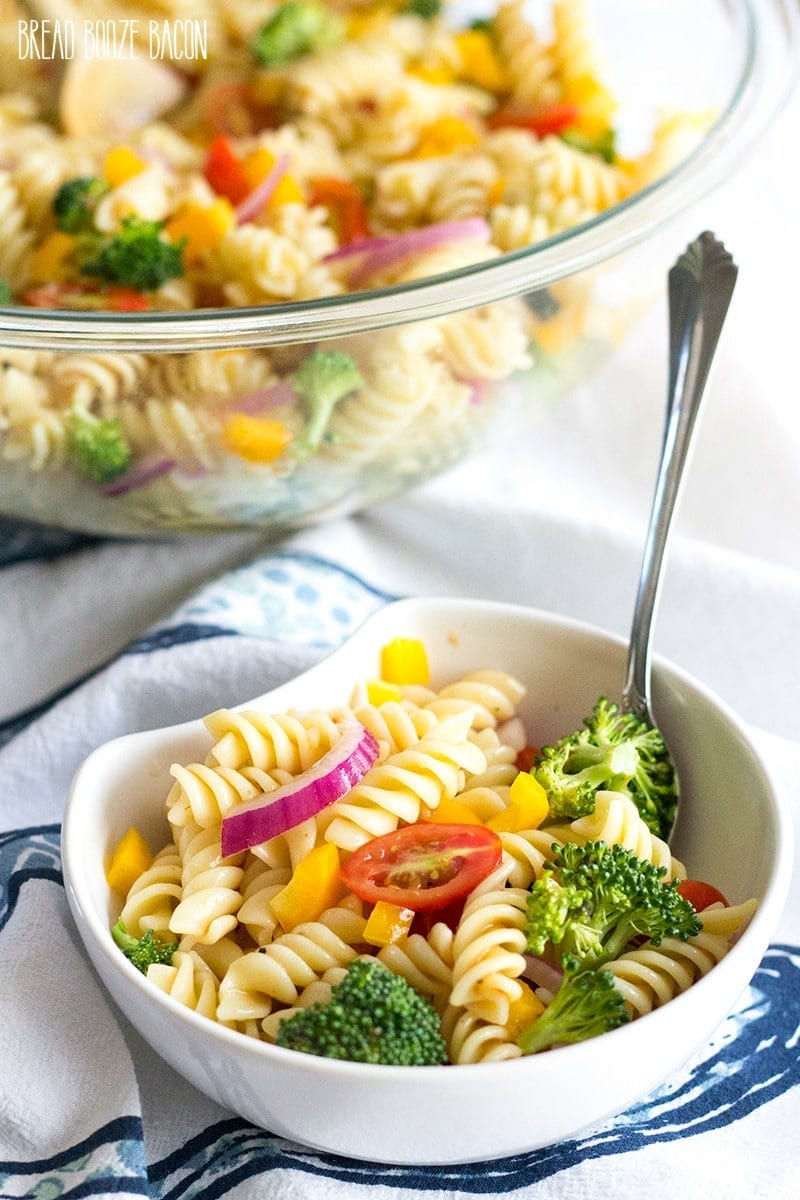 super easy vegetable pasta salad with italian dressing