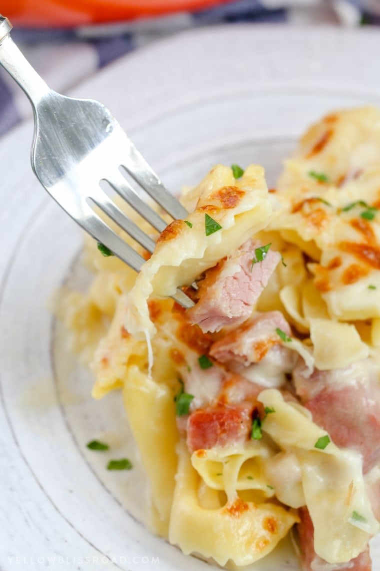 One Pan Ham & Cheese Tortellini is super creamy and flavorful, and cooked all in one pan for a quick, family-friendly weeknight meal with easy clean up.