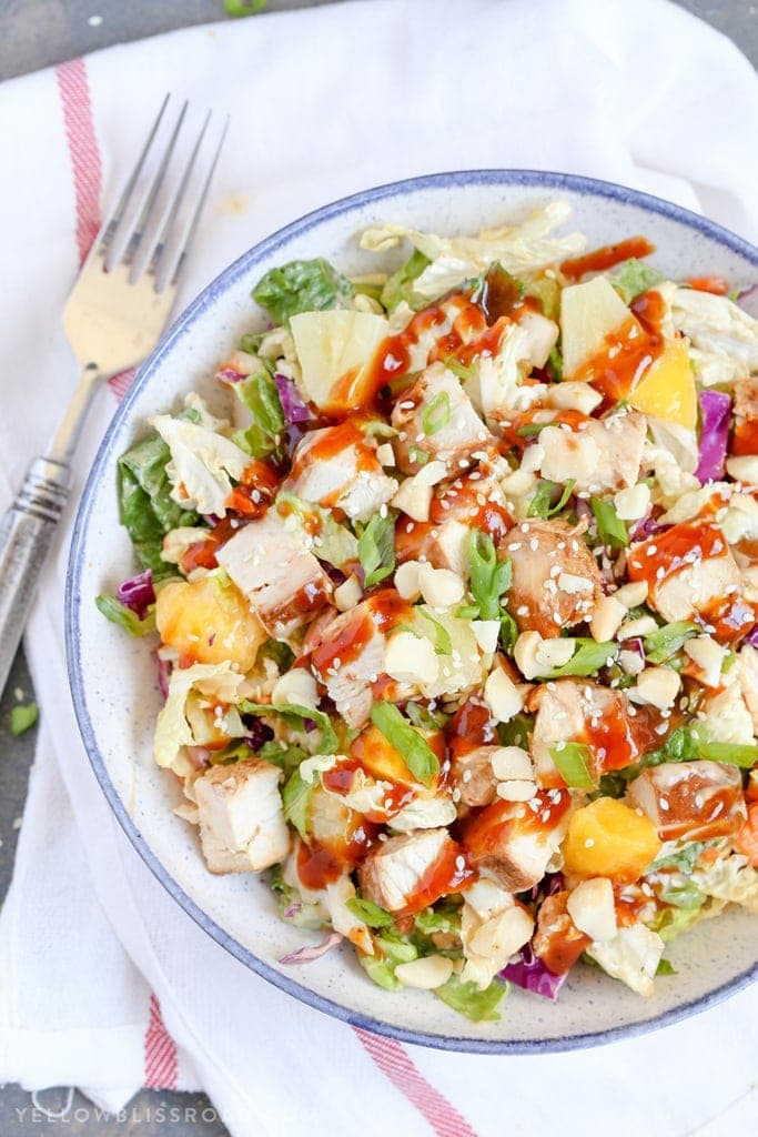 A plate of salad on a table