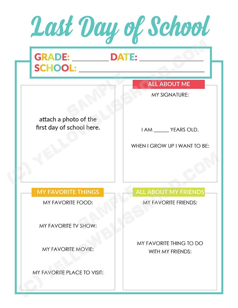 Document your child's personality with these Last Day of School Interviews