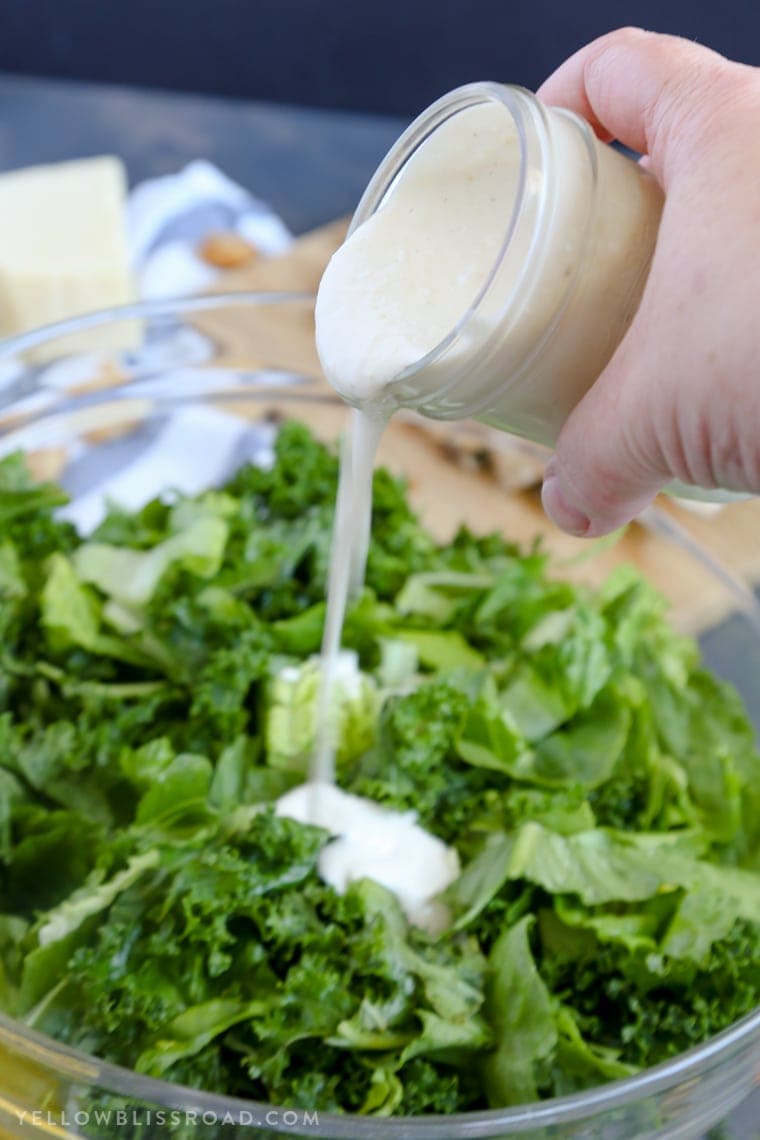 Massaged Kale Salad with Homemade Caesar Salad Dressing