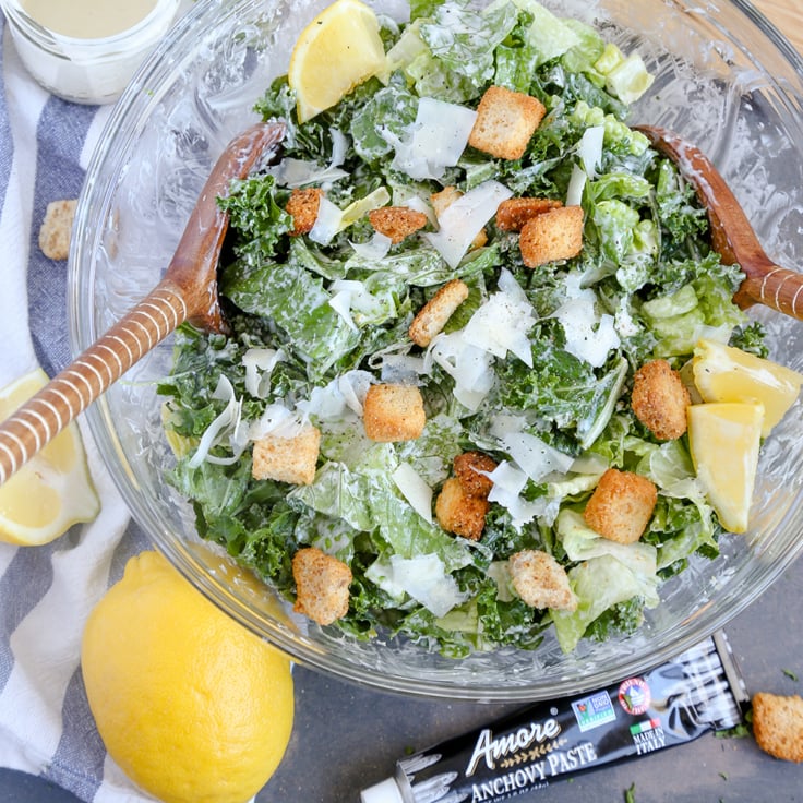 Lemon Kale Caesar Salad with Chicken Massaged Kale Salad