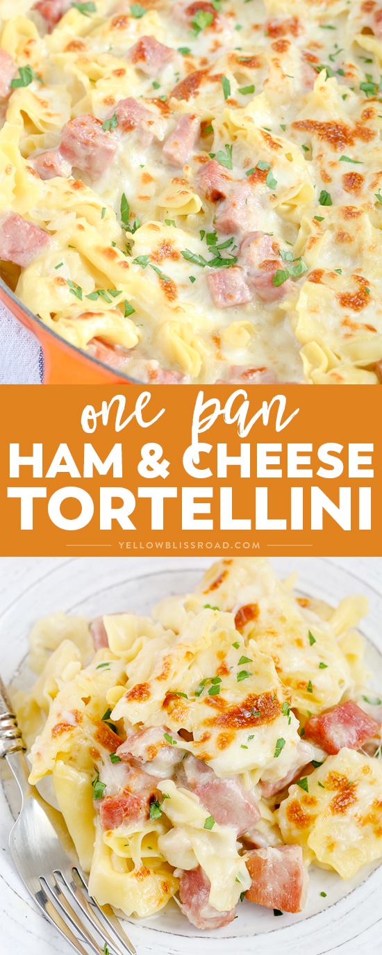 This One Pan Ham & Cheese Tortellini is super creamy and flavorful, and cooked all in one pan for a quick, family-friendly weeknight meal with easy clean up.